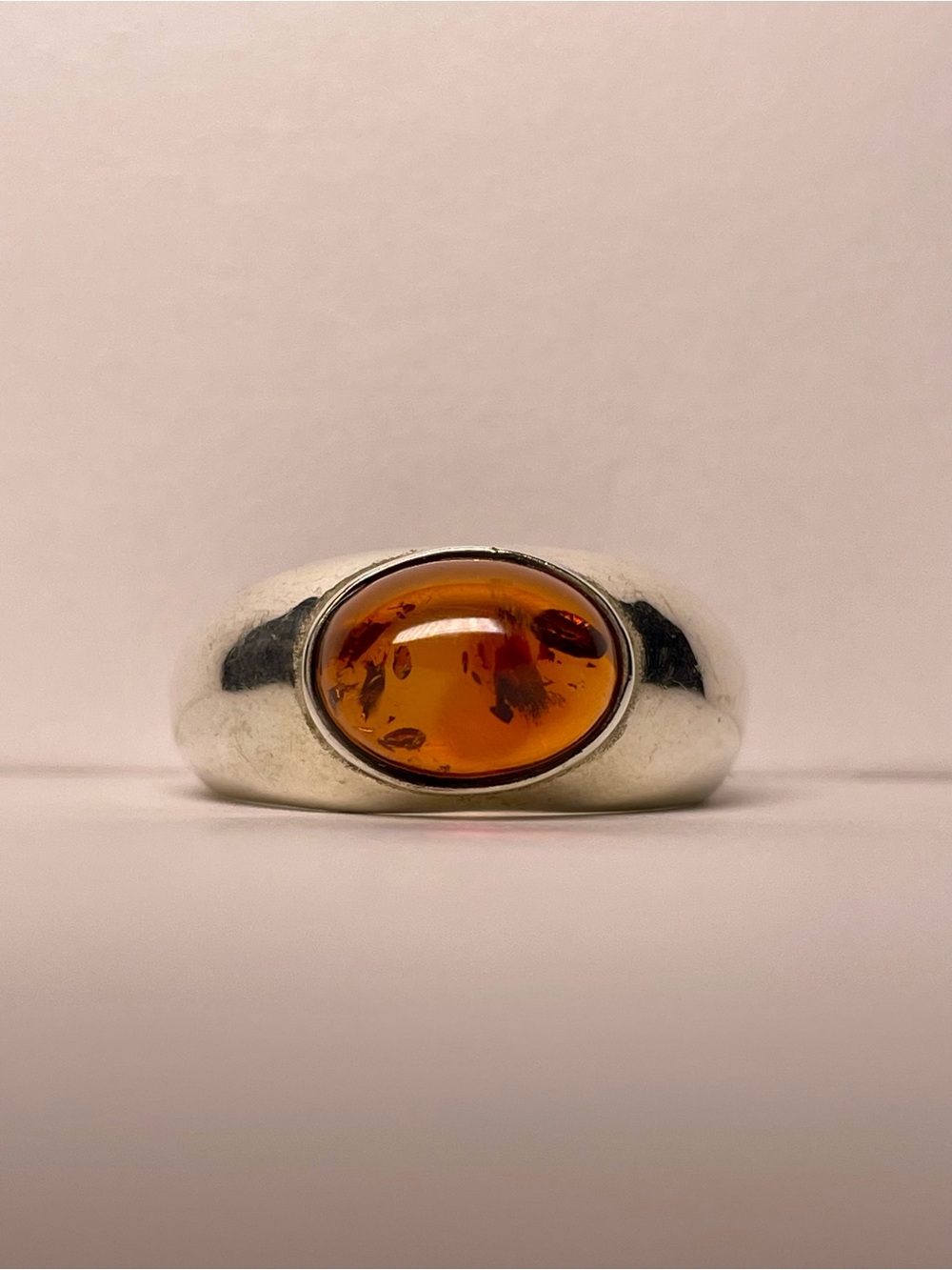 925 Amber Cabochon Ring